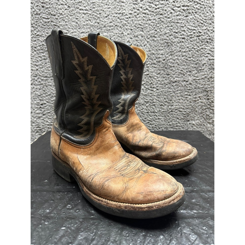 Anderson Bean Leather Embroidered Pull On Western Cowboy Boots Mens Size 13 US